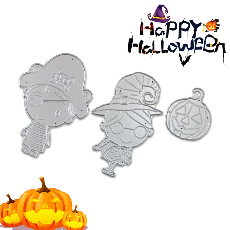 Cetakan Stensil Cutting Dies Motif Labu Halloween Bahan Metal Untuk Scrapbook / Craft DIY / Embossing