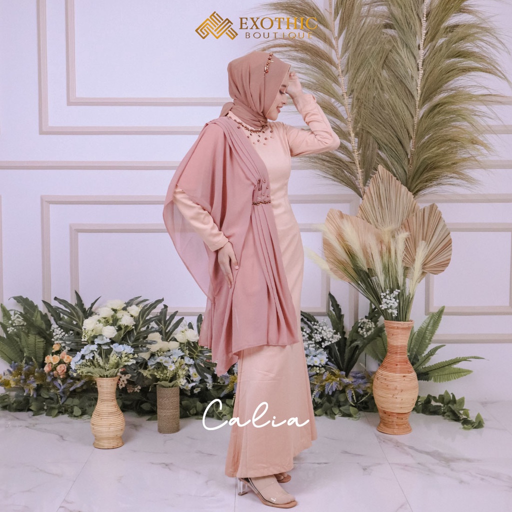 Baju Gamis Muslim Syari Terbaru 2021 Calia by Exothic Model Baju Pesta Wanita kondangan Kekinian gaun remaja