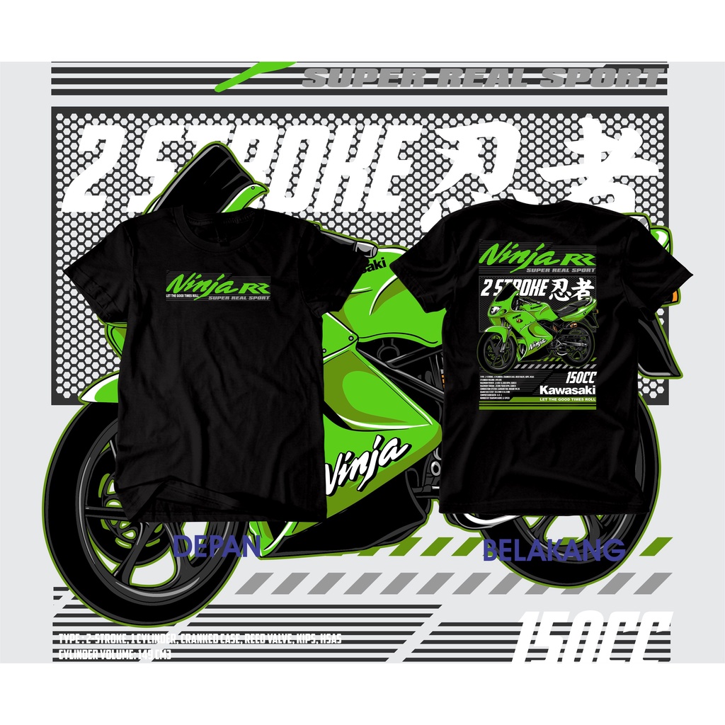 Kaos Baju Distro 2 STROKE ORIGINAL KAWASAKI NINJA 150 RR OLD SUPER KIPS 2 TAK INDONESIA