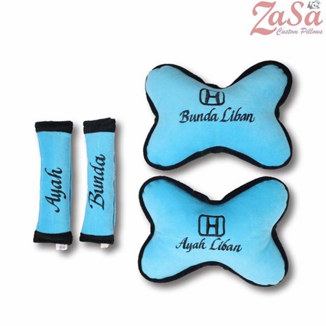 Bantal Mobil 2in1 Bordir Nama Custom Nama Logo Lucu Bantal Mobil 2in1 Bordir Nama Custom Nama Logo Lucu