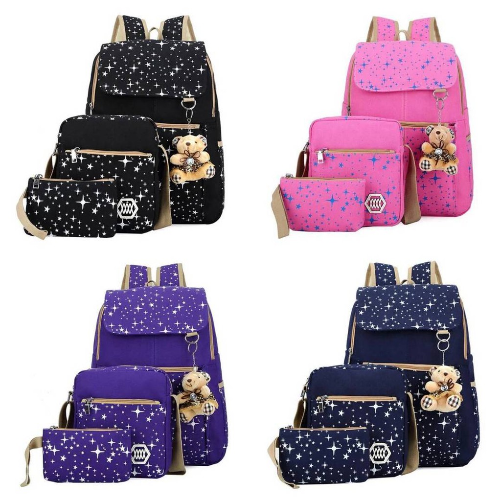 GTF - BACKPACK SET 3in1 BINTANG TUTUP MOTIF TERMURAH /TAS BERANAK / TASDINIERMURAH / TERLARIS