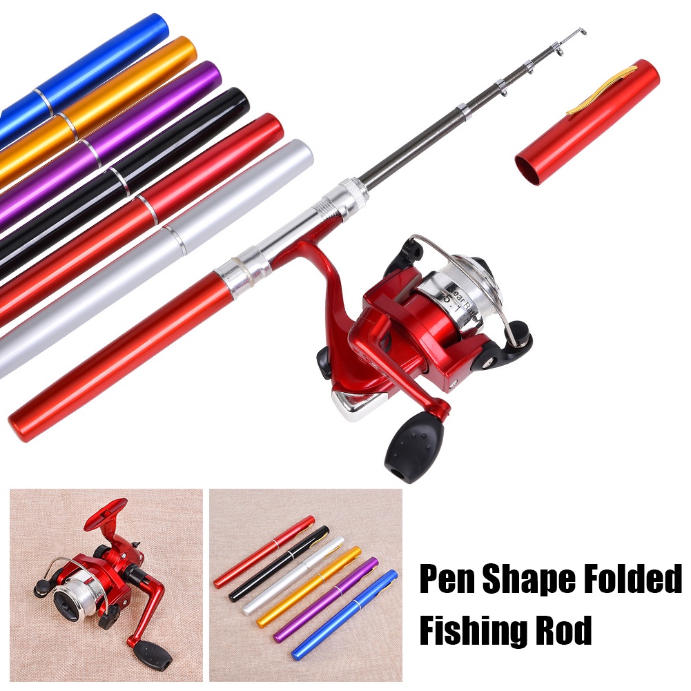 Joran Kail Pancingan Joran Kail Pulpen Pena Ikan Danau Sungai Saku Mini Fishing Rod Pen Portable 1.8m