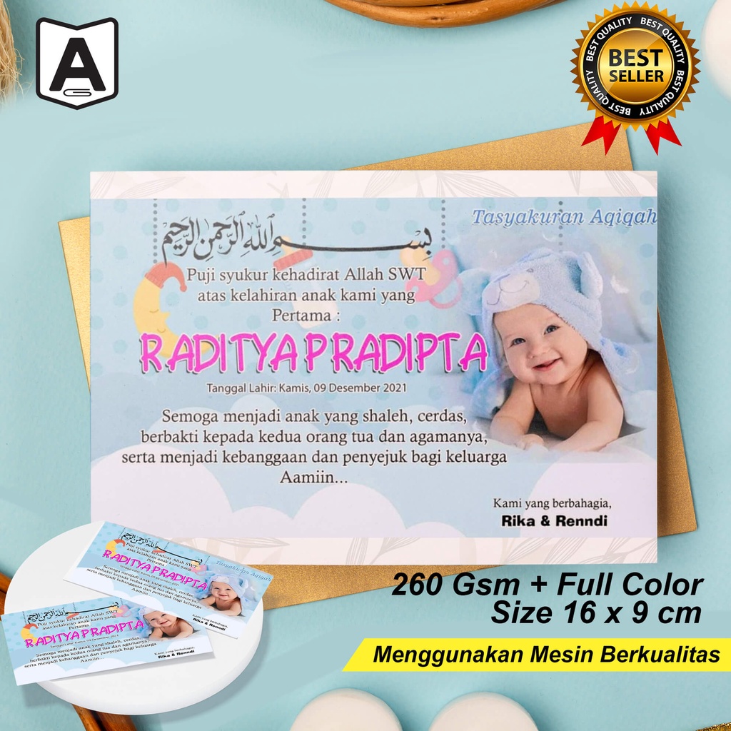 Jual Paket Undangan Tasyakuran Aqiqah - Kartu Ucapan Greeting card -  invitation isi 110 pcs | Shopee Indonesia