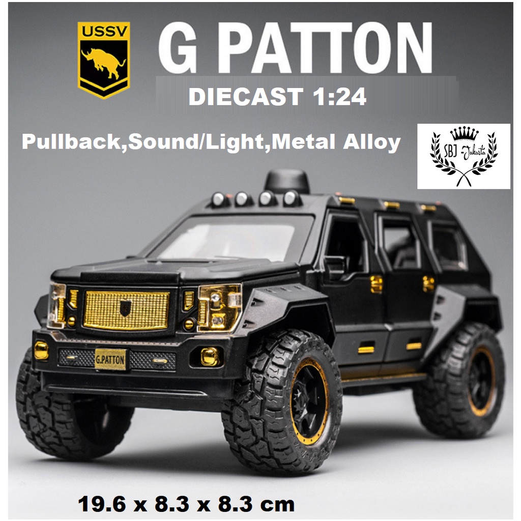 DIECAST MINIATUR MOBIL G PATTON SUV JEEP SKALA 1:24 UKURAN BESAR