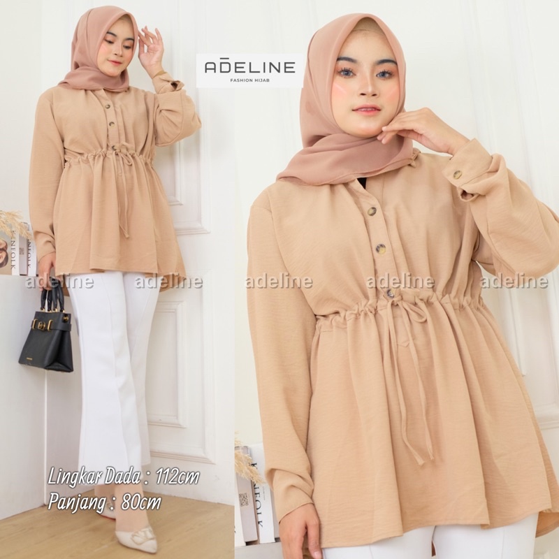 Vanilla Top - Kemeja Wanita Oversize Blouse Serut Pinggang Busui Crinkle / 391-6997