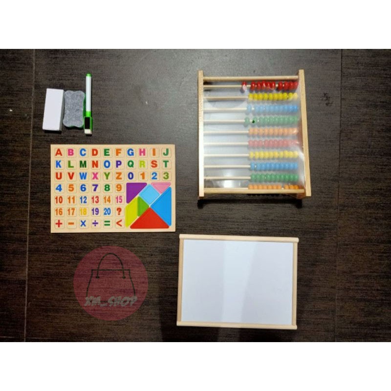 [BISA COD]SET 4IN1 EDUKASI SEMPOA KOMPLIT BLOK MAGNET PAPAN TULIS SET