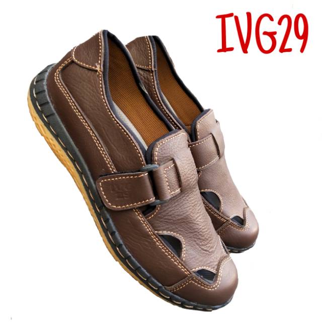 Sepatu Kulit Casual Pria Pantofel Kulit Sapi IVG29 Handmade