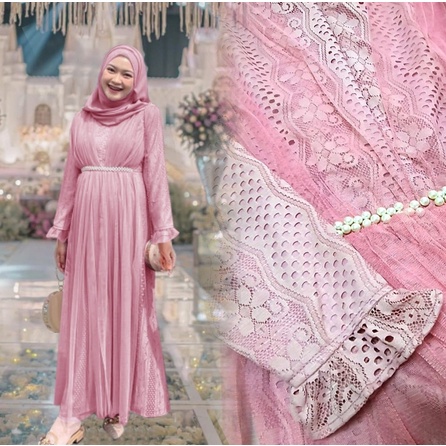 Maxi Brukat Nabila Dress Model Baju Pesta Gamis Full Brukat Terbaru 2022 Gamis Dress Kondangan Murah