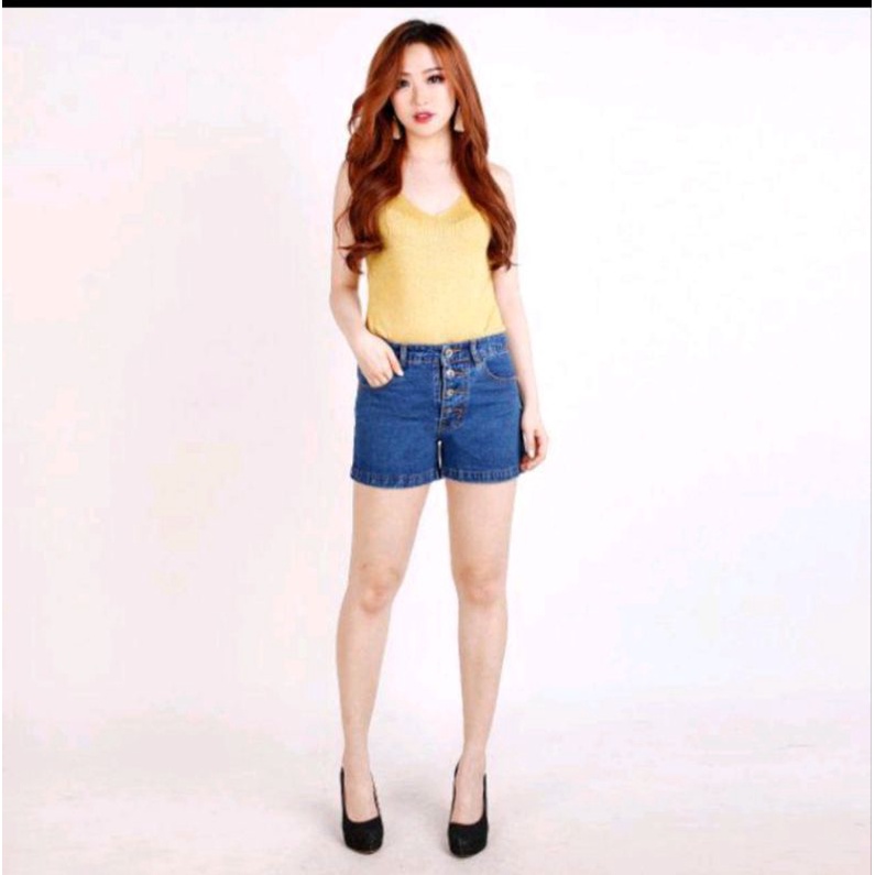 Hotpants short pants celana pendek jeans wanita model high waist straight