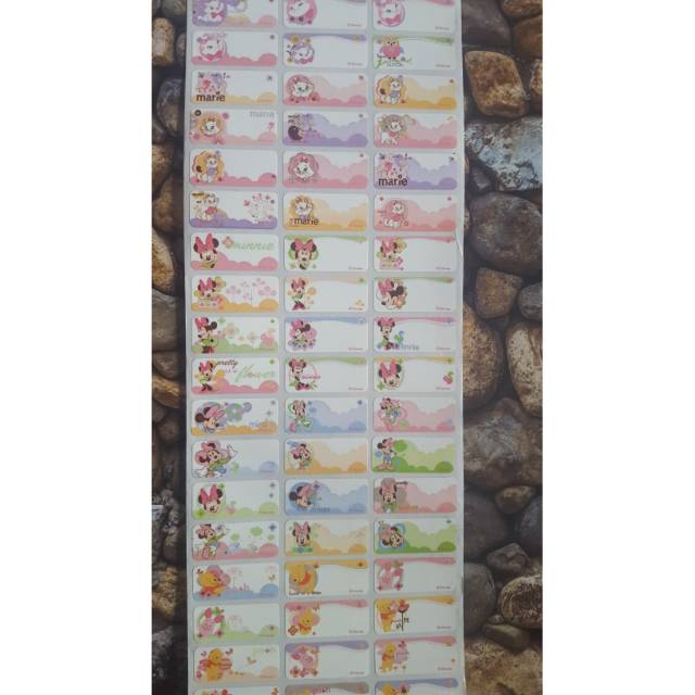 

STIKER NAMA WATERPROOF MIX POOH MINNIE MARY