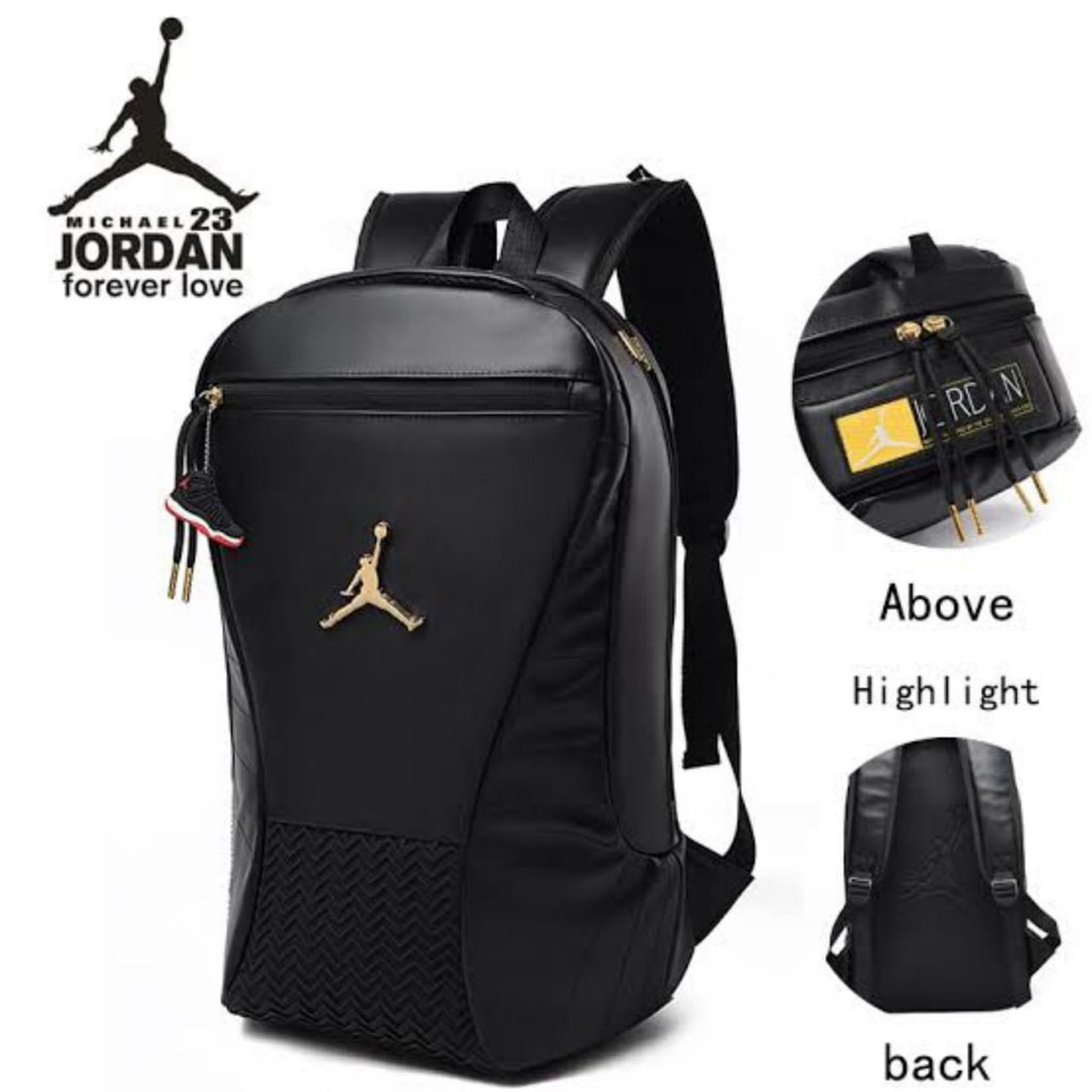 terlaris Tas ransel Jordan retro 12 bahan polyester kulit, 30x18x48cm