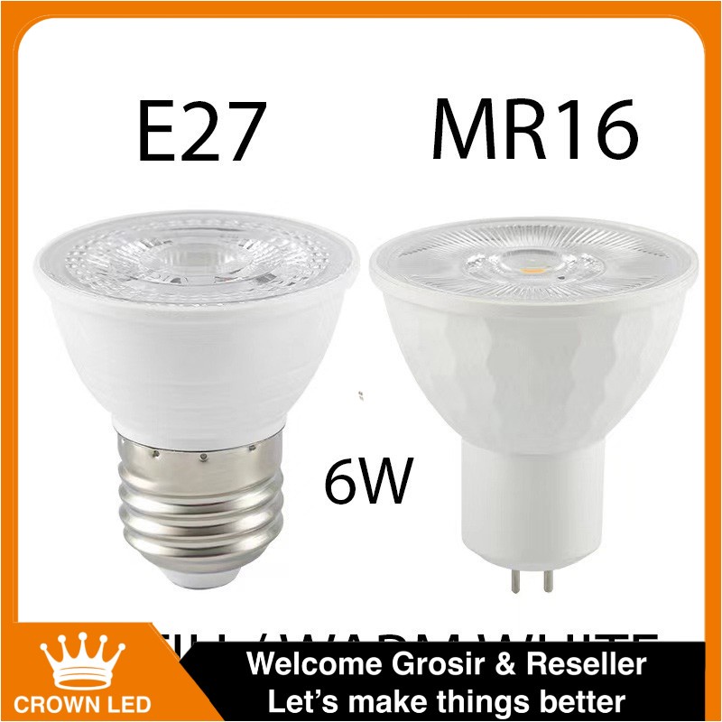 LAMPU HALOGEN 6 WATT LED FITTING MR 16 / E 27 KUNING PUTIH LAMPU SPOTLIGHT SOROT