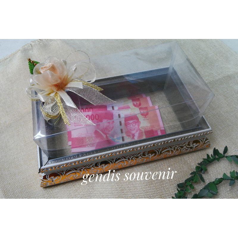 KOTAK UANG mahar TUTUP MIKA bahan  FIBER ALAS GONI RUSTIC - HANTARAN - SESERAHAN - MAS KAWIN