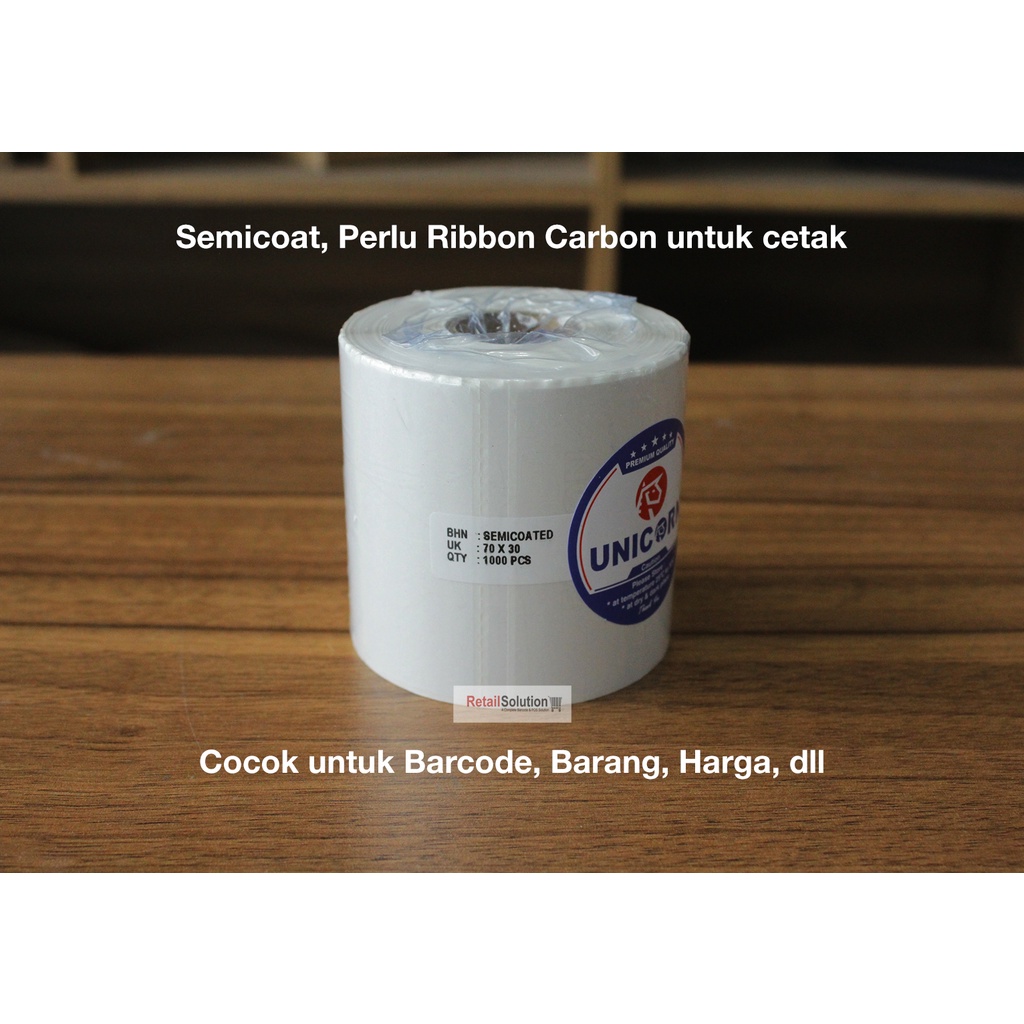 Stiker Label Barcode Semicoat 70x30 mm / 70 x 30 mm / 70x30mm / 7X3 CM