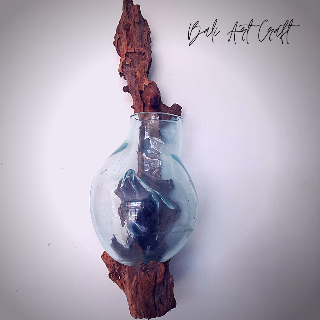 Aquarium Kaca Tiup Gantung 20 CM / POT VAS KACA HIAS / MOLTEN GLASS / Akuarium / vas bunga gantung /