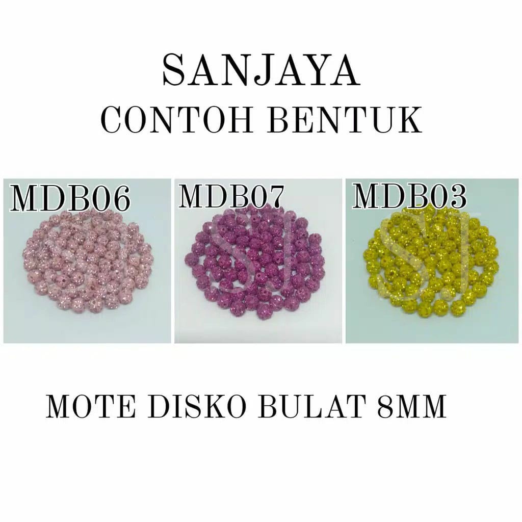 MANIK BOLA DISKO / MANIK BOLA TANAH LIAT BULAT / MANIK DISKO BULAT / MOTE DISKO BULAT 8MM