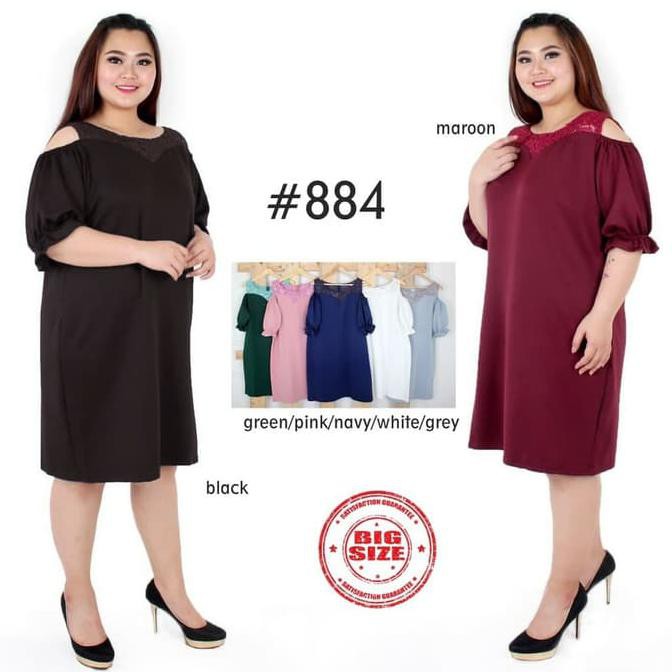 Super Baju Bigsize Murah - Dress Brokat Scuba Lusi Jumbo (884) Sale