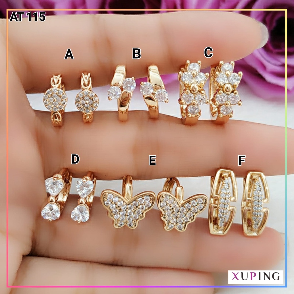 AT 115 - Anting Dewasa Cetik Kupu Permata Cantik Perhiasan Lapis Mas 18K Anting Xuping ori Wanita - Cute-1