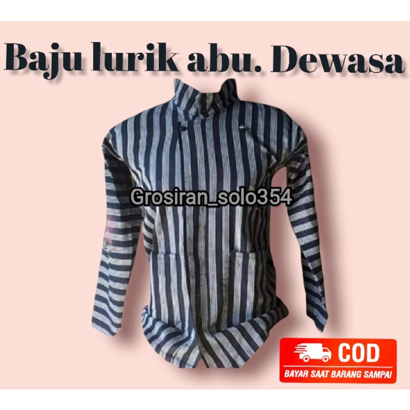 Baju adat jawa | Baju lurik jawa | surjan lurik | warna abu-hitam | Baju jawa |  baju lurik