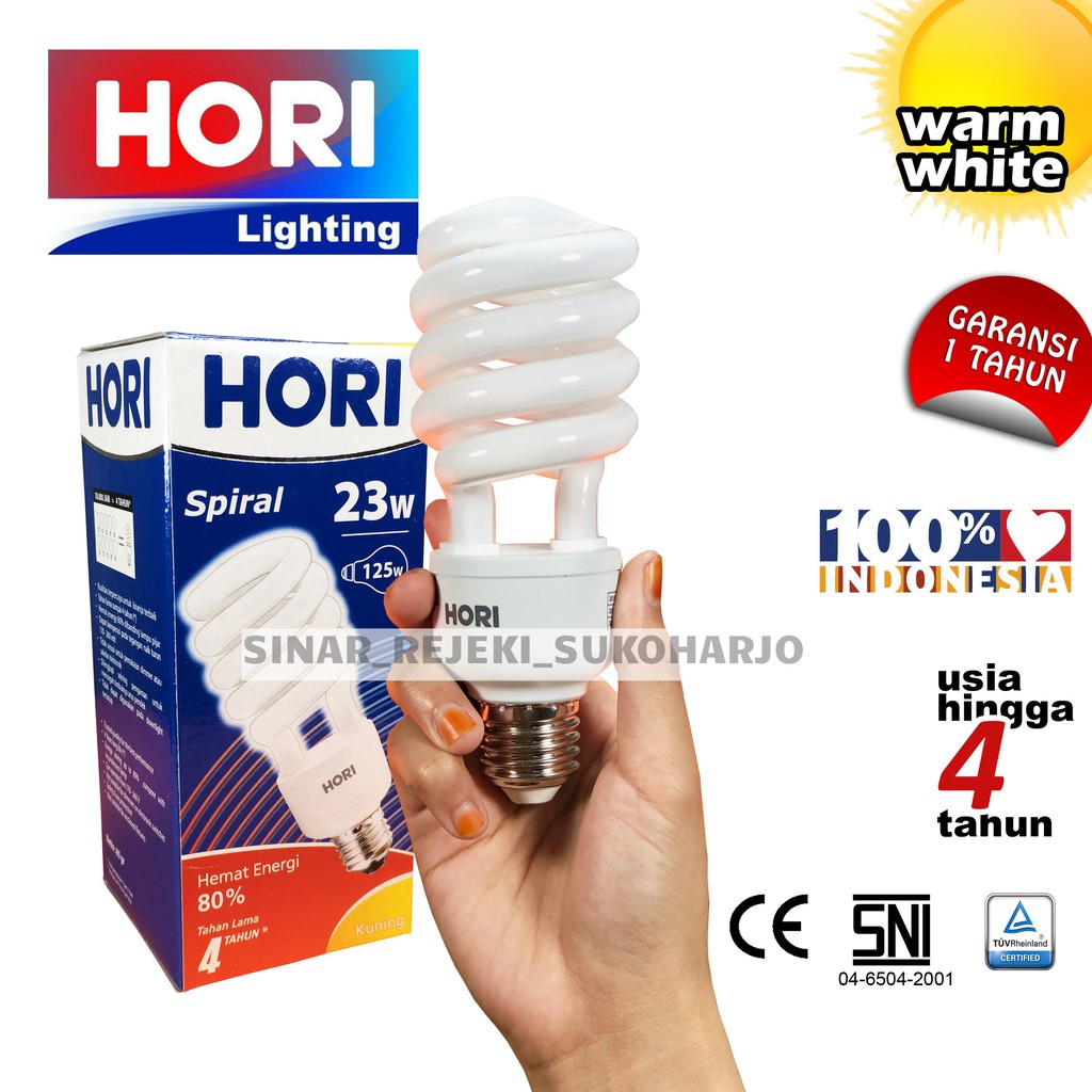 HORI Lampu Spiral 23 Watt Warm White Kuning 23W Tornado