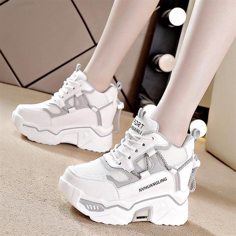 Sepatu Sneakers Putih Cewek Tinggi Sneaker Wanita Import  Terbaru Model Kekinian SP-182