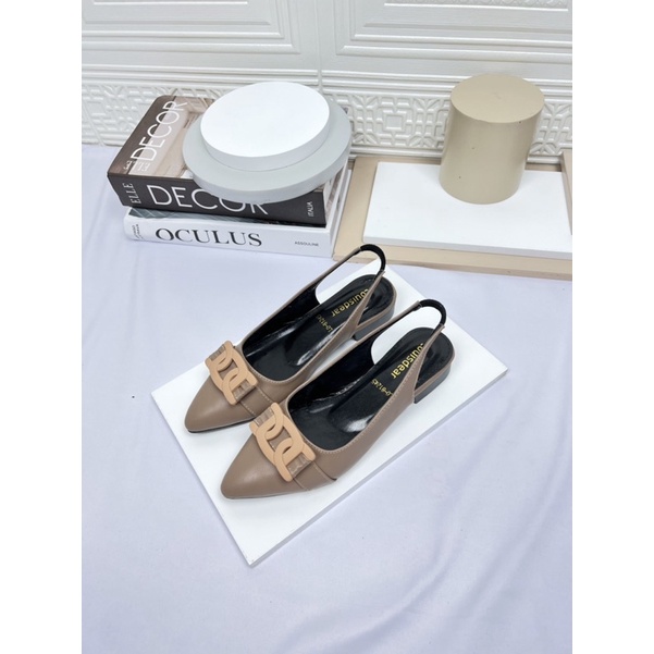 sepatu flat shoes wanita terbaru kekinian pesta LOUISDEAR sepatu flat shoes 2 cm bahan dove tali belakang B76