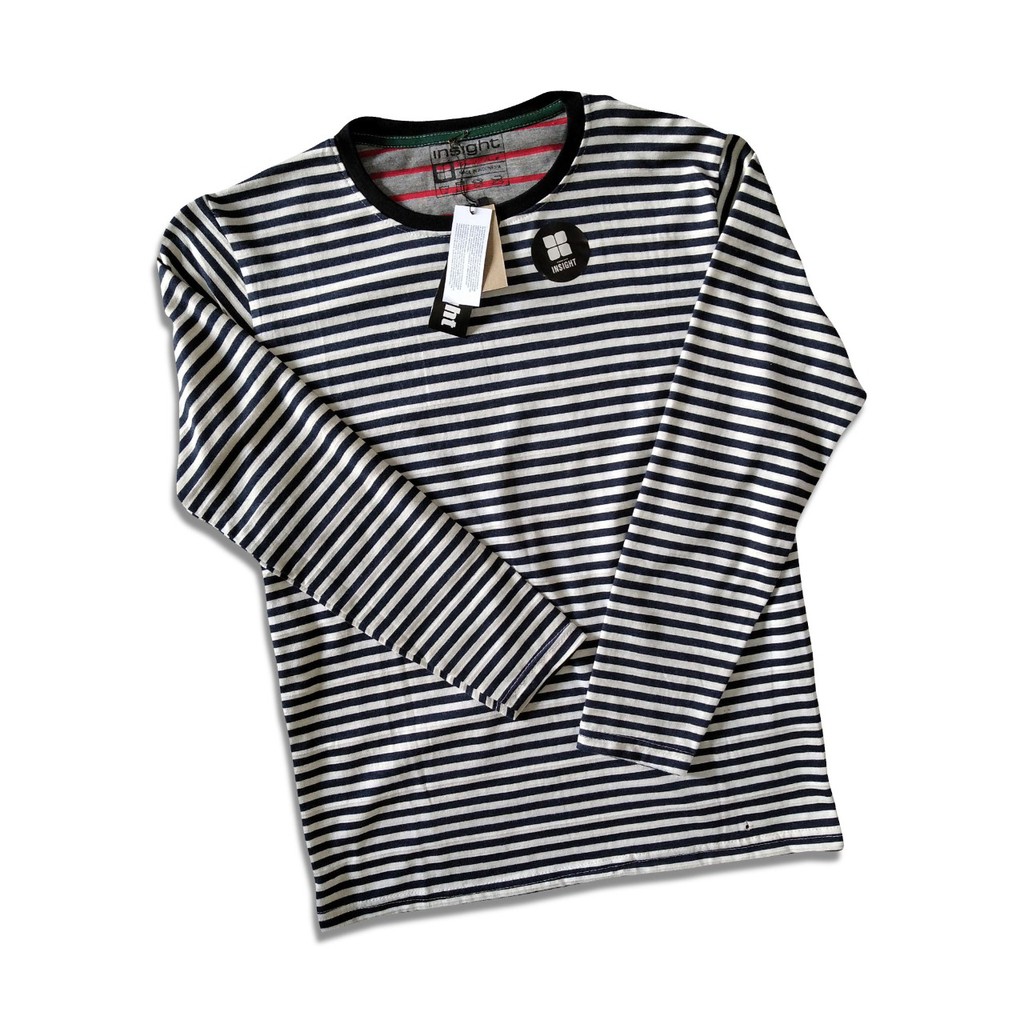 Kaos Salur Motif Stripe Lengan Panjang Pria Wanita