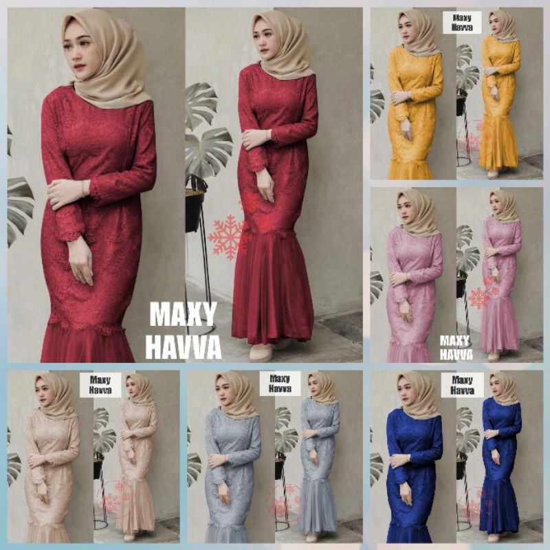 MAXI HAVVA /GAMIS FULL BRUKAT /GAMIS UNDANGAN/GAMIS KONDANGAN