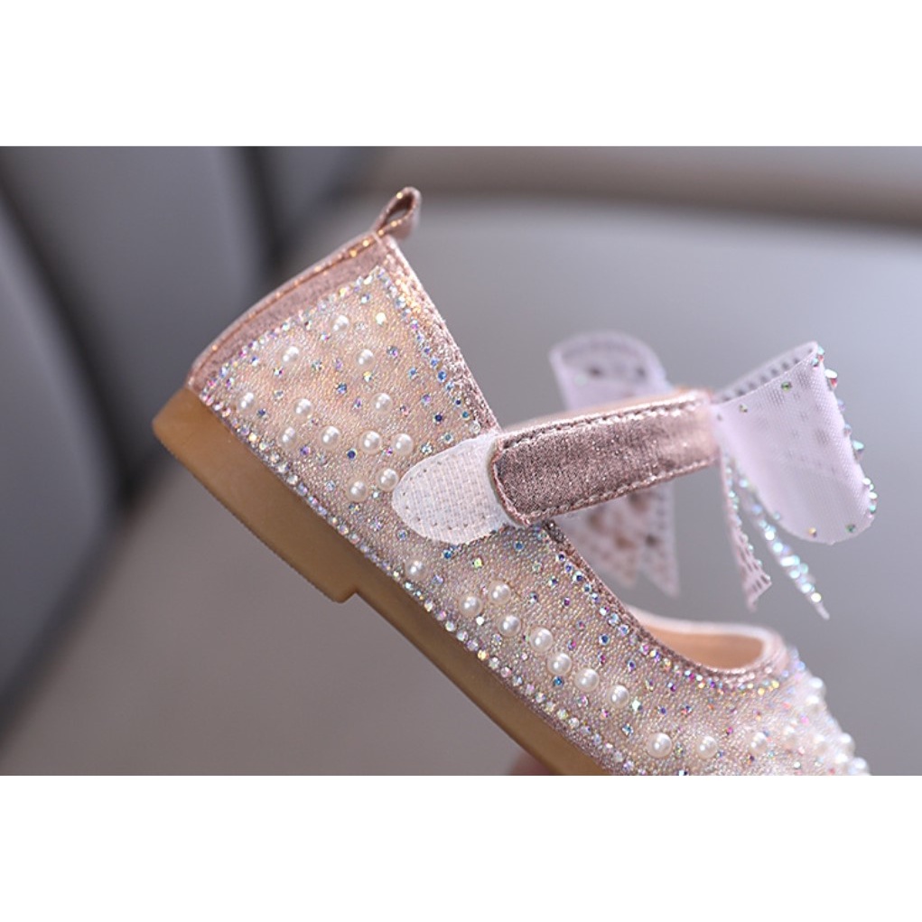 SH1-Sepatu Pesta Anak Perempuan Import Mutiara Sparkling