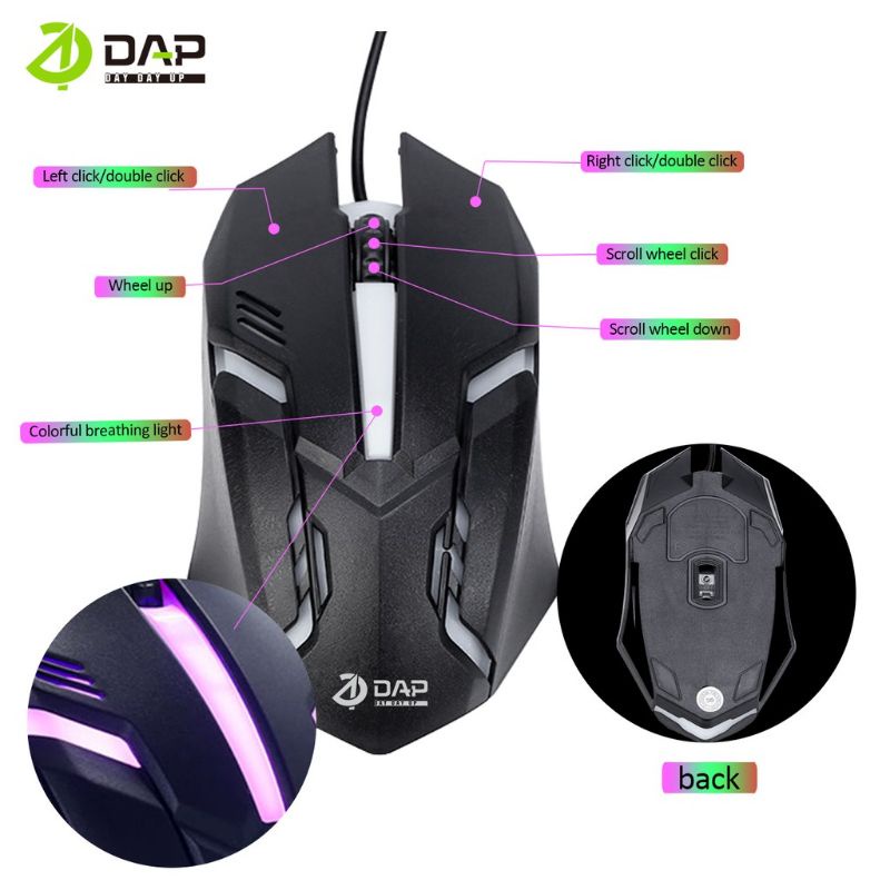 Mouse Kabel Gaming DAP M778 Led Mouse DAP M778 USB Original