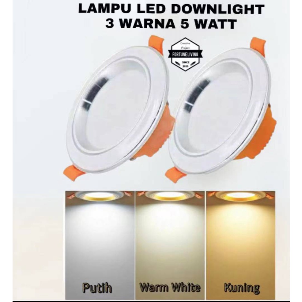LAMPU DOWNLIGHT 5WATT LED 3 WARNA 5WATT SILVER/PANEL LED LAMPU PLAFON PANEL PLAFON