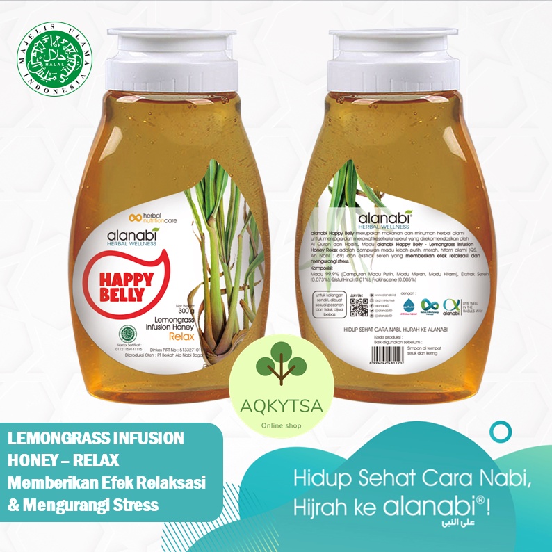 

Madu Herbal Alami u/Stress Relaksasi Lemongrass Infusion Honey Nektar Multiflora Happy Belly Alanabi