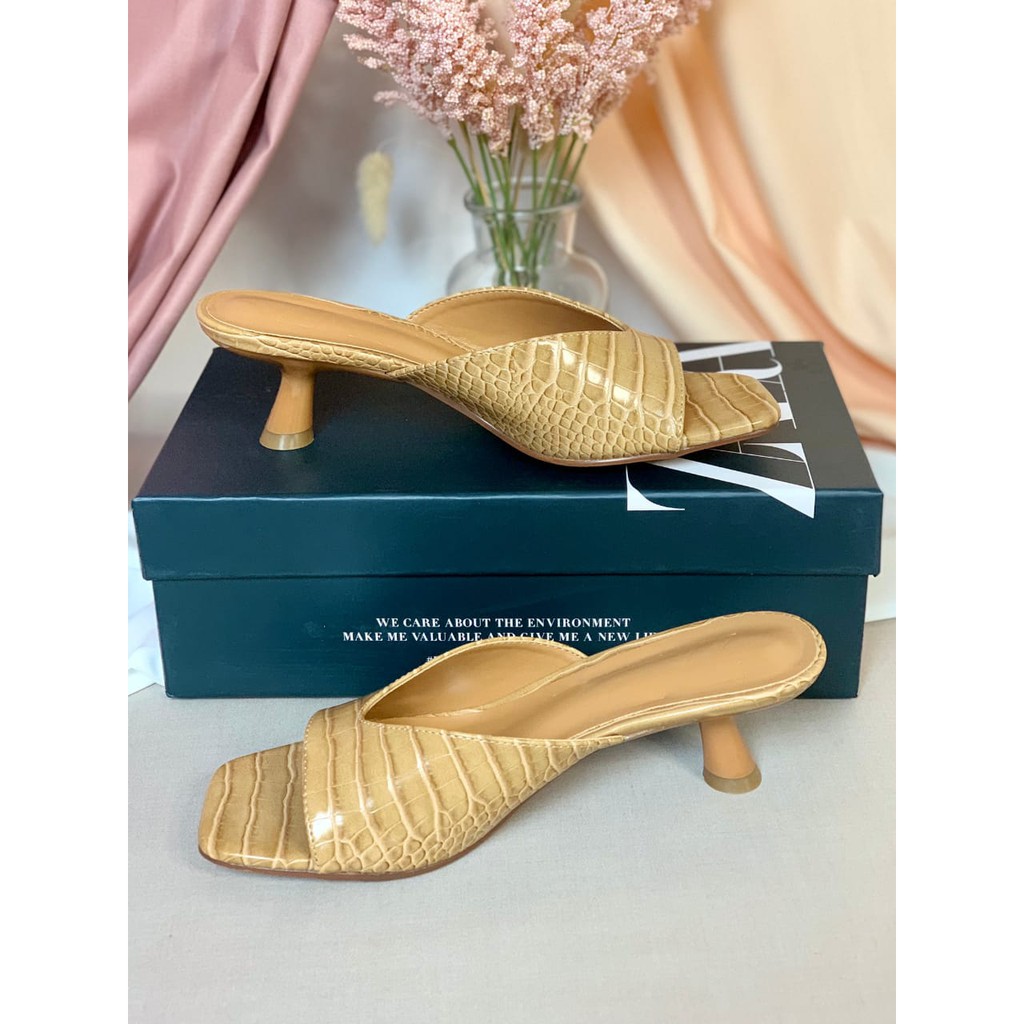 [7.7 Boombastis Sale⚡] - SANDAL WANITA ZS352 HEELS CROCC EFFECT PREMIUM IMPORT