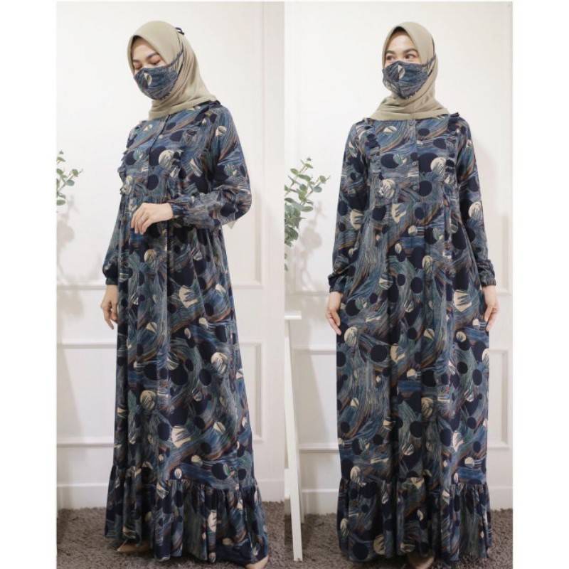 Set Gamis+masker ORIginal by DISIKO bahan rayon import/vischose