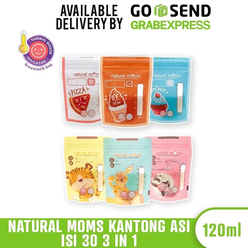 Natural Moms Kantong Asi 120ml Thermal Sensor Indikator Mix Motif