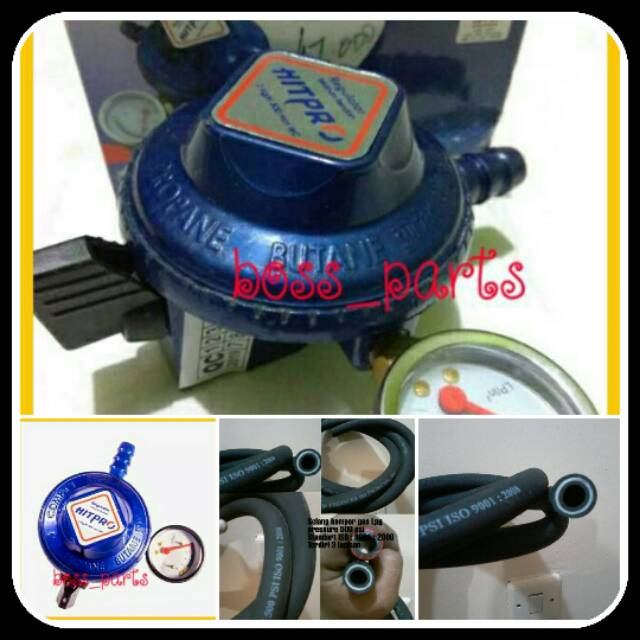 Regulator Elpiji Compact HITPRO METER dan Selang Gas Lpg 500 psi 3 lapis