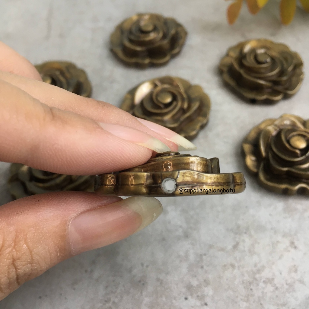 Aplikasi Bunga Resin BAKAR 3,5cm JAPAN premium kelopak daisy rose ECER