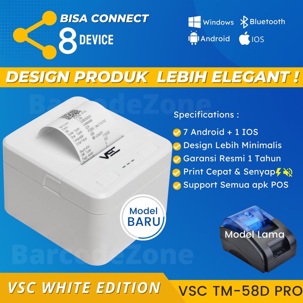 Jual PRINTER BLUETOOTH THERMAL 58MM VSC TM58D PRO ANDROID RPP02 RJ