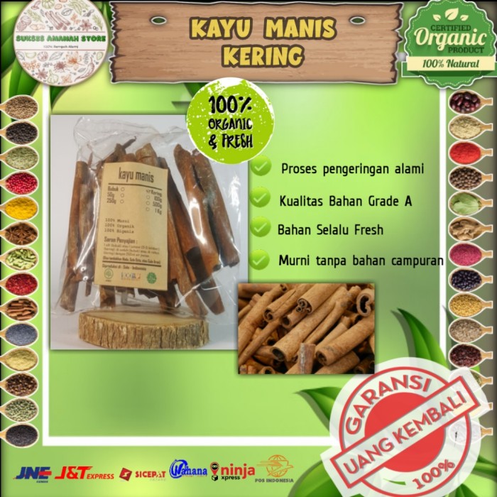 

Kayu manis kering murni 100 gram Cinnamomum Verum