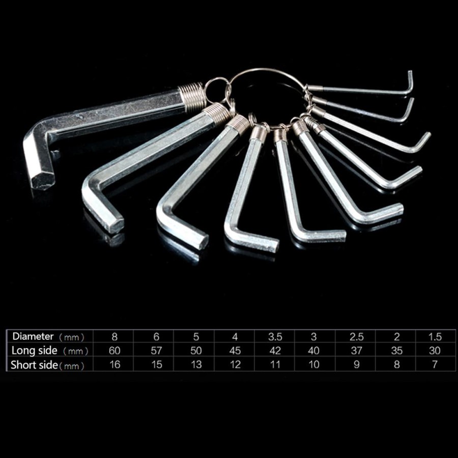 Kunci L set 10 in 1 Hand tools Alat pertukangan multifungsi serbaguna perkakas rumah tangga keychain