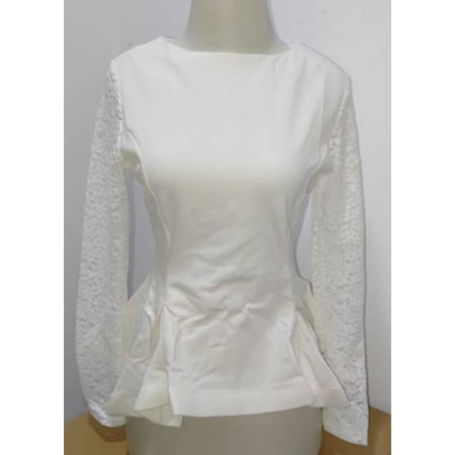 Kaos/Atasan Peplum Lengan Panjang Brokat