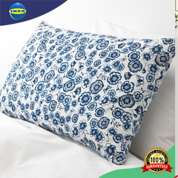 Bantal kursi, bunga/biru putih, 65x40 cm Sarung Bantal Motif Bunga Ukuran Besar 65x40cm Original_Bir