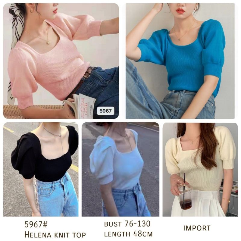 MDLV ~ 5967 HELENA KNIT TOP / TOP RAJUT KOREA TERBARU / BLOUSE RAJUT KEKINIAN / FASHION IMPORT