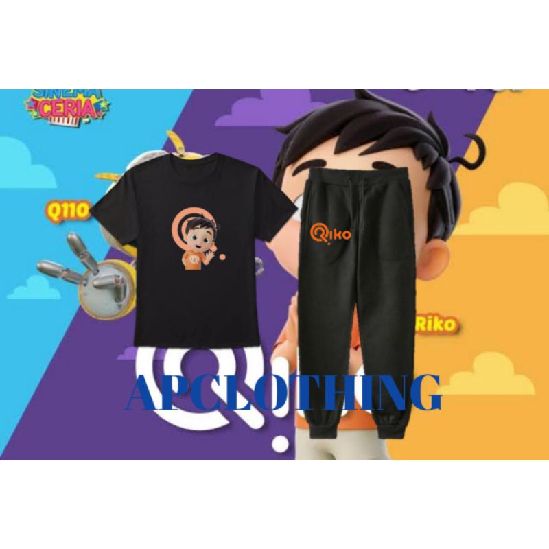 SETELAN ANAK KAOS & CELANA JOGGER SANTAI JALAN JALAN ATAU DI RUMAH RIKO THE SERIES ANAK KARTUN