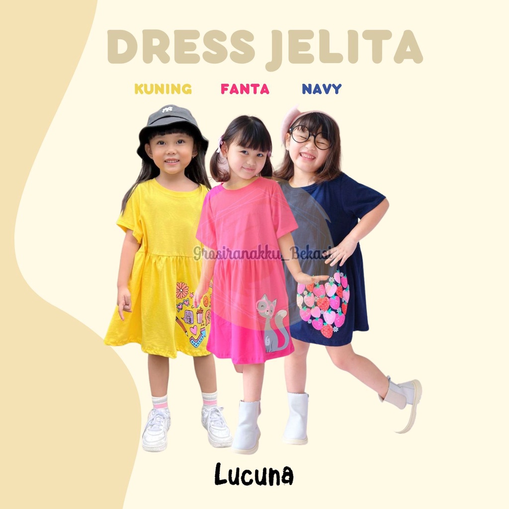 Dress Anak Jelita Lucuna Mix Warna 1-5tahun