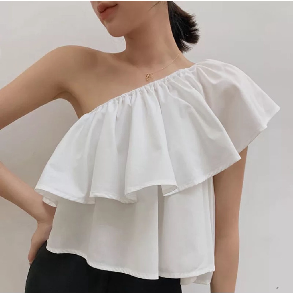 Atasan wanita one shoulder outfit korean style 897