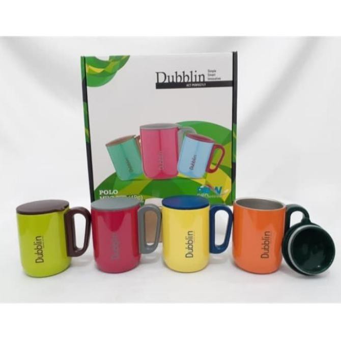 Gelas mug dubblin polo 4pcs 220ml | Gelas stainless set dubblin 4pcs
