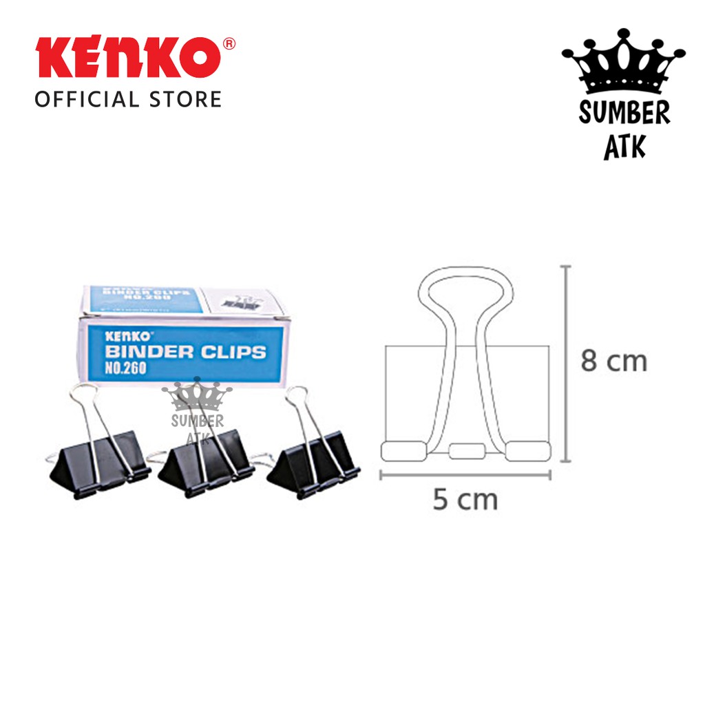 

BINDER CLIP KENKO No.260 no 260 / Jepitan Kertas ( UKURAN PALING BESAR ) - 1 Box isi 12 pcs