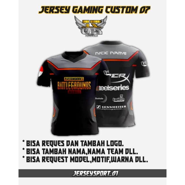 Jersey Gaming Custom Jersey PUBG,ML,FF