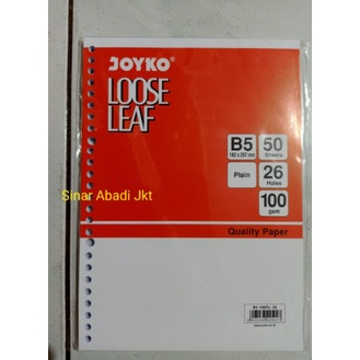 

Joyko Loose Leaf B5 / Isi Kertas File / PLAIN / 50 Lembar